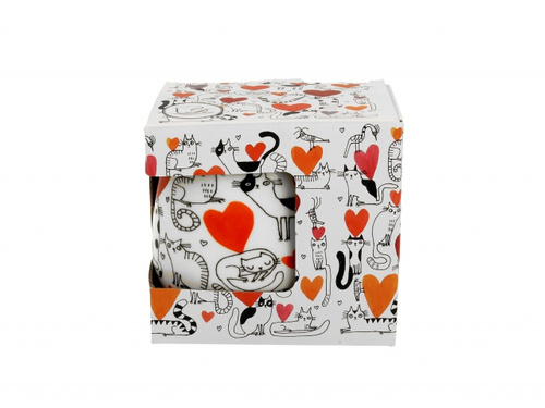 Kubek baryłka z zaparzaczem 430ml Koci świat Serca