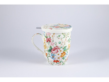 Bone China Kubek z zaparzaczem 450ml Biały