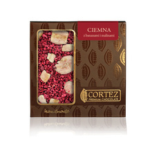 Czekolada ciemna z bananami i malinami 85g