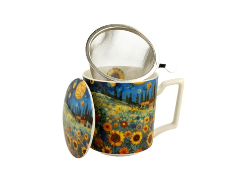 Kubek Modern Art z zaparzaczem 450ml Sunflowers field