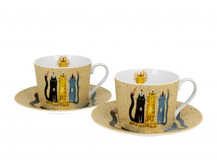 Komplet 2 filiżanek ze spodkiem 230ml Koci świat Party