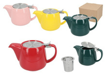 Czajnik ceramiczny z zaparzaczem żółty