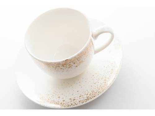 Zestaw dwóch białych filiżanek ze spodkiem 200ml Sign Gold