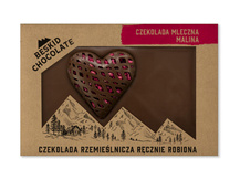 Czekolada mleczna 42% serce z malinami 90g