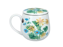 Carmani Kubek z zaparzaczem i przykrywką Kwiatki polne 420ml