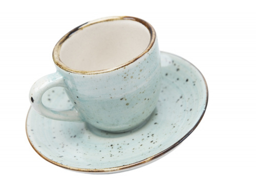 Kera Filiżanka 100ml + Spodek Bel Rustic Seledyn