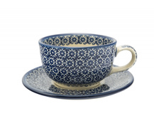 Filiżanka ze spodkiem 2U2 Koronka  Bolesławiec 300ml