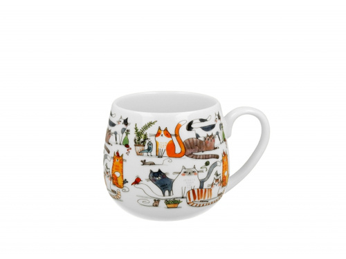 Kubek baryłka  430ml Koci świat Leniwe koty