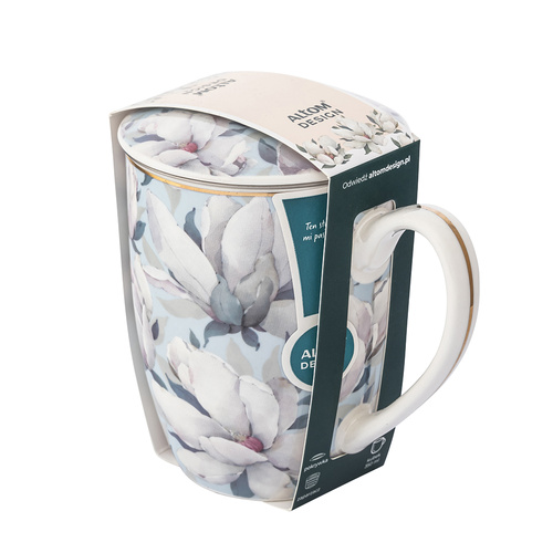 Kubek z zaparzaczem i pokrywką 350ml Magnolia Błękitna