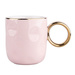 Kubek wytłaczany ze złotym uchem - pudrowy róż