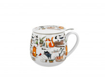 Kubek baryłka z zaparzaczem 430ml Koci świat Leniwe koty