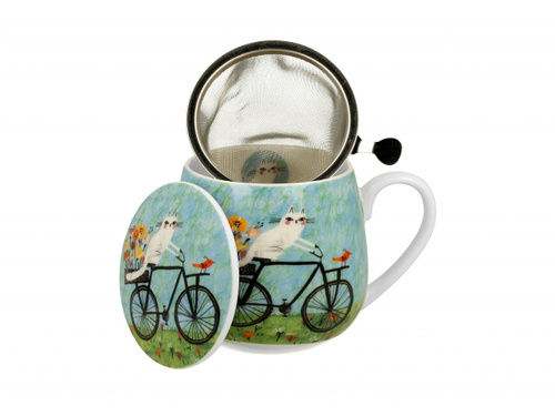 Kubek baryłka z zaparzaczem 430ml Koci Świat Rower