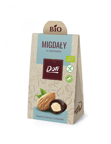 BIO & VEGAN Migdały w czekoladzie gorzkiej bez glutenu 50g