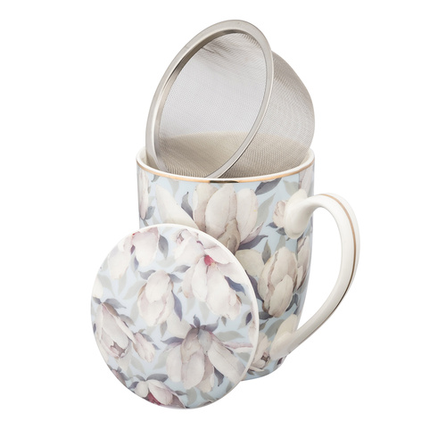 Kubek z zaparzaczem i pokrywką 350ml Magnolia Błękitna