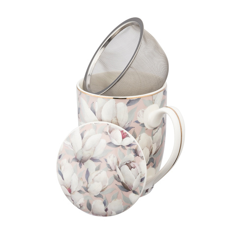 Kubek z zaparzaczem i pokrywką 350ml Magnolia Różowa