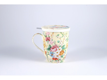 Bone China Kubek z zaparzaczem 450ml Kremowy