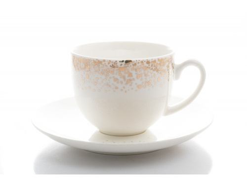 Zestaw dwóch białych filiżanek ze spodkiem 200ml Sign Gold