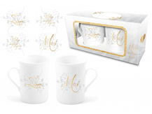 Zestaw 2 kubków ślubnych złote mąż i żona